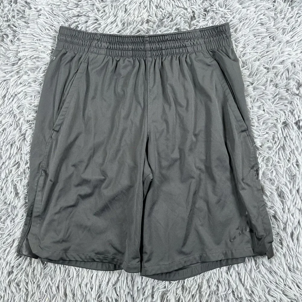 Jordan Shorts Mens Large Gray Black Alpha Knit Basketball Athletic Gym Stretch